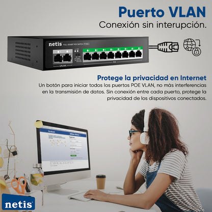 Netis Switch Poe P110gc 8 Puertos Poe+  2 Puertos /1000 Mbps