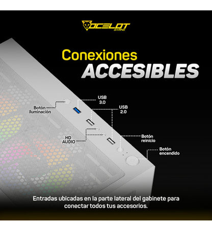 Gabinete Gamer Ocelot Micro Atx Mini Itx Cristal Templado