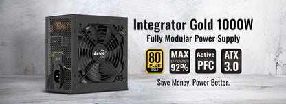 Fuente De Poder Aerocool Integrator 80 Plus Gold Atx 1000w Negro