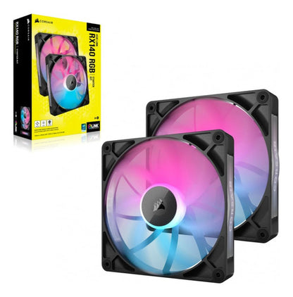 Ventilador Corsair Icue Link Rx140 Rgb, 140mm 2 Piezas Negro