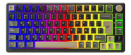 España Teclado Mecánico Inalámbrico Rk Royal Kludge M75 Negro Español Latinoamérica