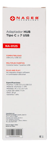 Hub 7 Puertos Naceb Usb-c/a A 7 Puertos 1*usb 3.0 / 6*usb2.0