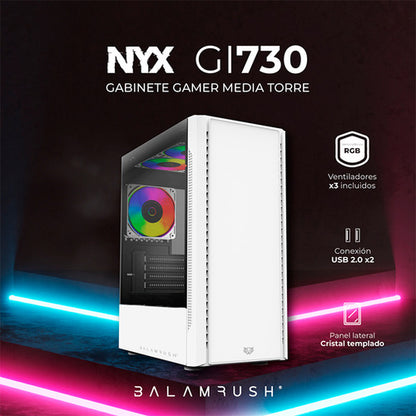 Gabinete Balam Rush Nyx Gi730 Mini-tower 3 Vent Rgb Blanco