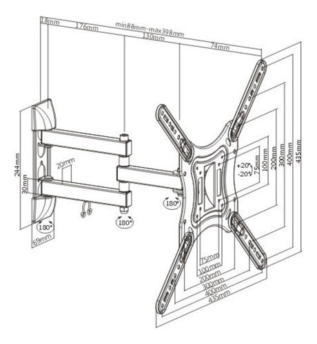 Ovaltech Soporte De Pared Ovtv-m2355 Pantalla 23-55' 30kg