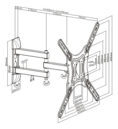 Ovaltech Soporte De Pared Ovtv-m2355 Pantalla 23-55' 30kg