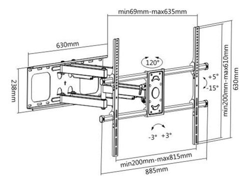 Ovaltech Brazo De Pared Ovtv-m5090 Para Pantalla 50-90  75kg