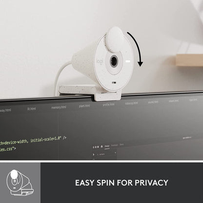 Logitech Webcam Brio 300, 2mp, 1920 X 1080 Pix Usb-c Blanco