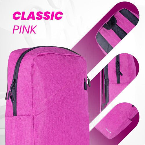 Techzone Mochila De Poliéster Classic Pink Laptop 15.6 Rosa
