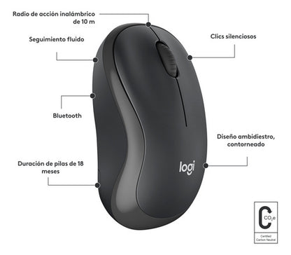 Mouse Logitech Óptico M240 Silent, Bluetooth 4000dpi Grafito