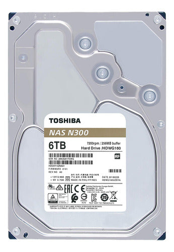 Disco Duro Par Nas Toshiba N300 6tb 3.5 7200rpm Hdwg760xzsta