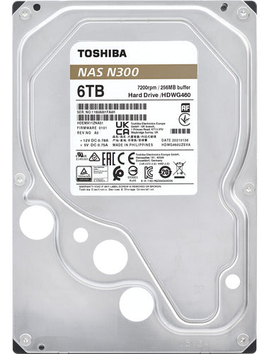 Disco Duro Par Nas Toshiba N300 6tb 3.5 7200rpm Hdwg760xzsta