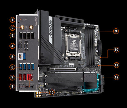 Tarjeta Madre Aorus Micro-atx B650m Aorus Elite Ax Am5 128gb