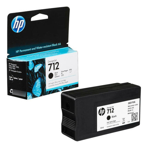Cartucho Hp 712 Negro 38ml 3ed70a T210, T230 T250 T630 T650