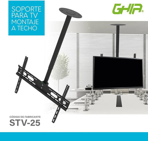 Ghia Soporte De Techo Stv-25 Para Pantalla 32-70  45kg Negro