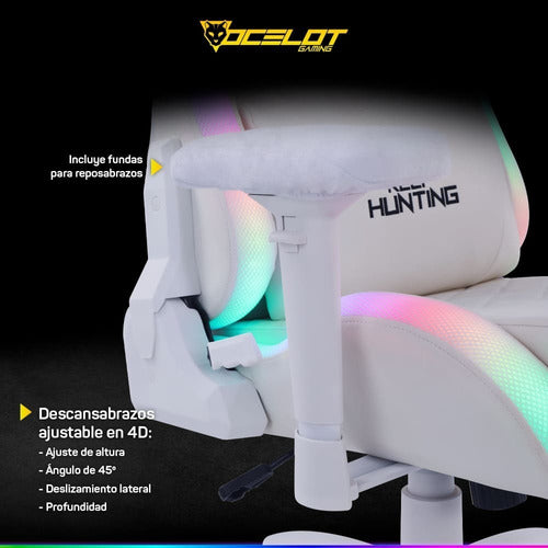 Ocelot Gaming Silla Gamer Orgb-white Thundra 150kg, Blanco