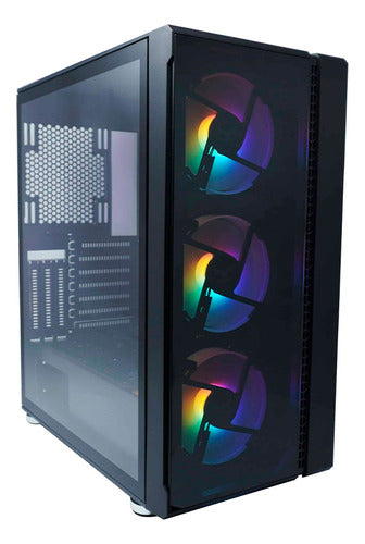 Gabinete Evotec Ev-1021 Con Ventana Midi-tower 3 Vent Negro