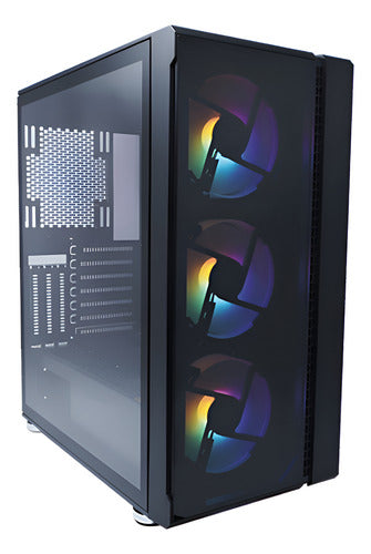 Gabinete Evotec Ev-1021 Con Ventana Midi-tower 3 Vent Negro