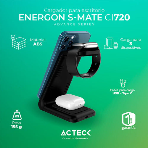 Cargador Inalambrico Acteck Energon S-mate Ci720 Ac-937153