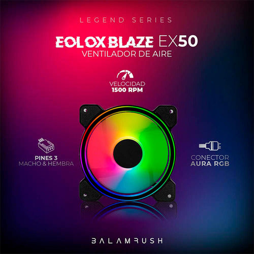 Ventilador Balam Rush Eolox Blaze Ex50 Argb, 120mm, 1500rpm