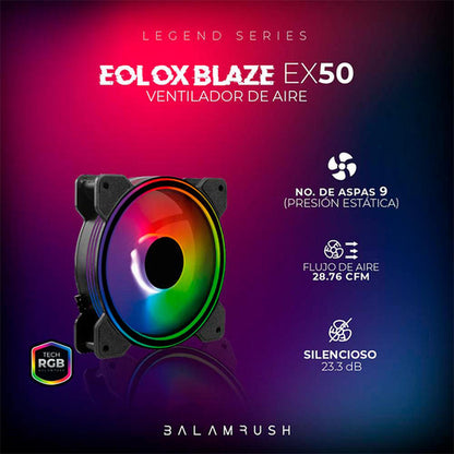 Ventilador Balam Rush Eolox Blaze Ex50 Argb, 120mm, 1500rpm