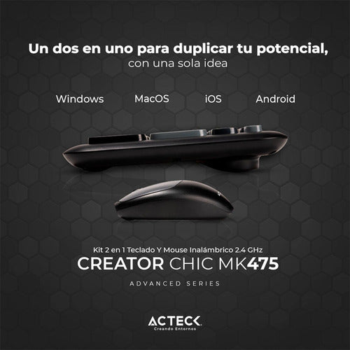 Kit De Teclado Y Mouse Acteck Creator Chic Colors Mk475 Usb