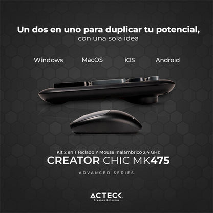 Kit De Teclado Y Mouse Acteck Creator Chic Colors Mk475 Usb