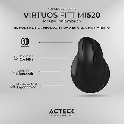 Mouse Vertical Acteck Óptico Virtuos Fitt Mi520 Usb 2400dpi