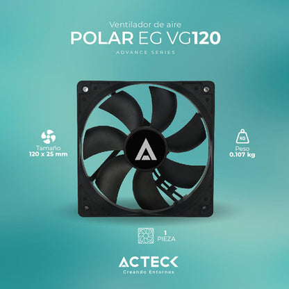 Ventilador Acteck Polar Eg Vg120, 120mm, 1200rpm, Negro