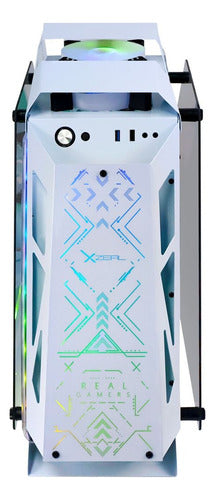 Gabinete Gamer Irregular Vidrio Metal Blanco Rgb Micro Tower
