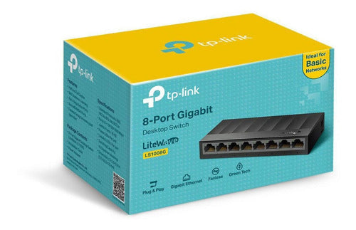 TP-Link LS1008G, Switch Gigabit no administrable, 8 puertos Gigabit, Diseño de escritorio, Plug and play