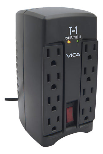Regulador Vica T-1, 400w, 750va 127v Salida 120v 8 Contactos