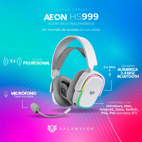 Balam Rush Audífonos Aeon Hs999 7.1 3.5mm/bluetooth Blanco