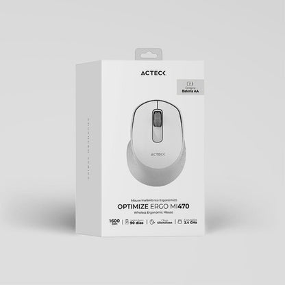 Mouse Ergonómico Acteck Óptico Optimize Mi470 Usb-a Blanco