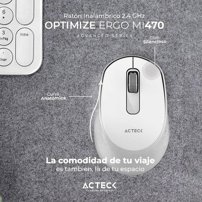 Mouse Ergonómico Acteck Óptico Optimize Mi470 Usb-a Blanco