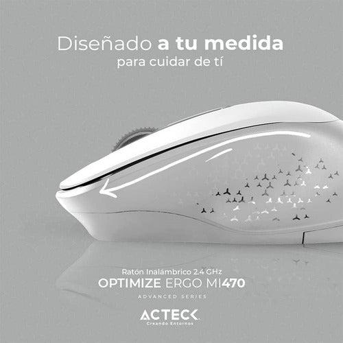 Mouse Ergonómico Acteck Óptico Optimize Mi470 Usb-a Blanco