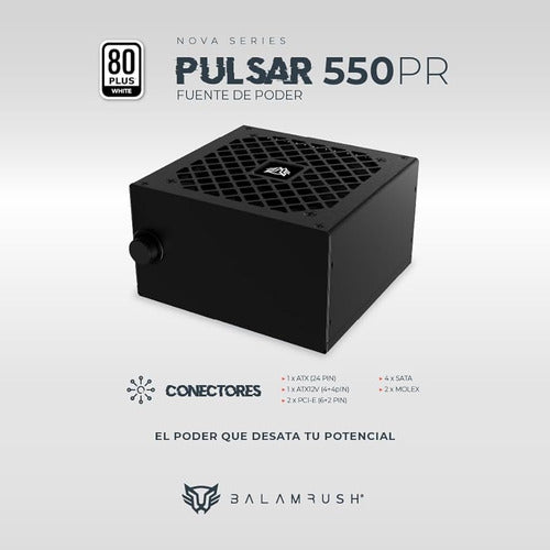 Fuente De Poder Balam Rush Pulsar 550pr 80 Plus White 550w