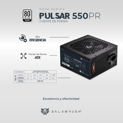 Fuente De Poder Balam Rush Pulsar 550pr 80 Plus White 550w