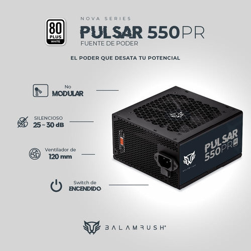 Fuente De Poder Balam Rush Pulsar 550pr 80 Plus White 550w