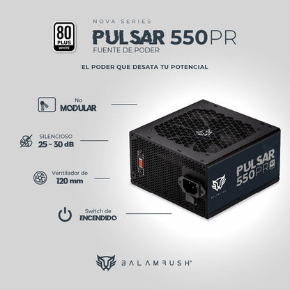 Fuente De Poder Balam Rush Pulsar 550pr 80 Plus White 550w