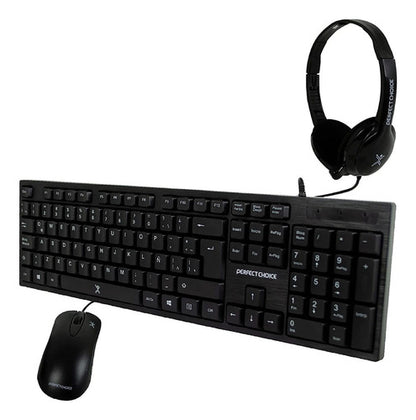 Kit De Teclado Mouse Audífonos Perfect Choice Pc-201717 Usb