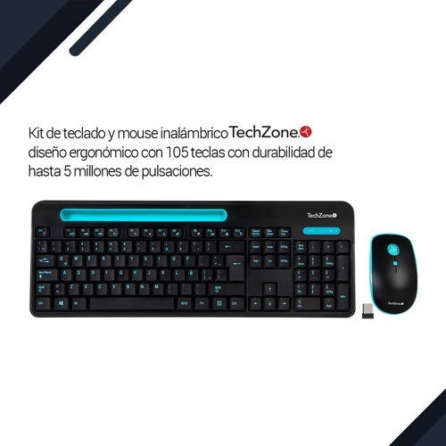 Kit De Teclado Mouse Techzone Tz20comb02-ina Inalámbrico Usb