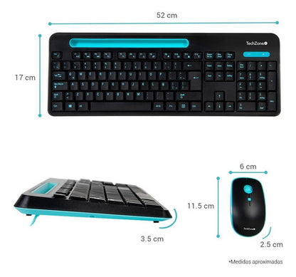 Kit De Teclado Mouse Techzone Tz20comb02-ina Inalámbrico Usb