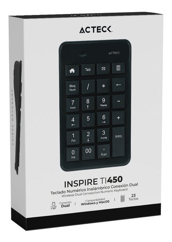 Acteck Teclado Numérico Inspire Pad Tn450 Bluetooth, Negro