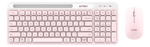 Kit Teclado Mouse Acteck Virtuos Silk Mk720 Bluetooth Rosa