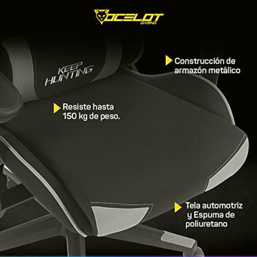 Ocelot Gaming Silla Gamer Ost-black Mist 150kg, Negro/gris
