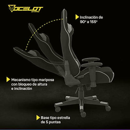 Ocelot Gaming Silla Gamer Ost-black Mist 150kg, Negro/gris