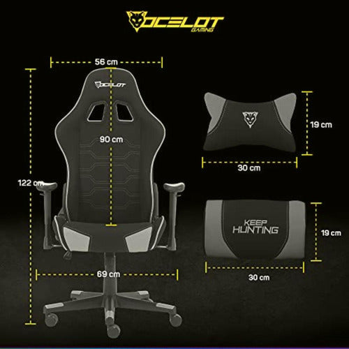 Ocelot Gaming Silla Gamer Ost-black Mist 150kg, Negro/gris
