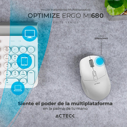Mouse Acteck Mi680 1600dpi 6 Botones Inalambrico Usb Blanco