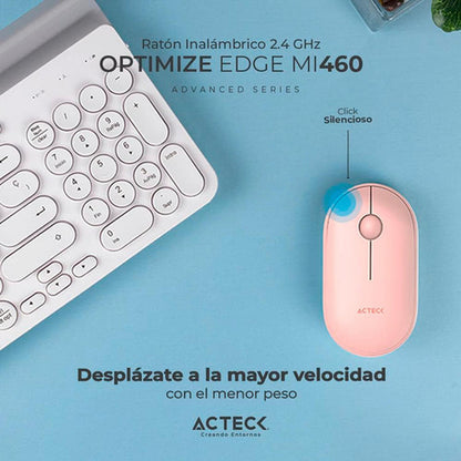 Mouse Acteck Óptico Optimize Ed Mi460 Inalámbrico Usb-a Rosa