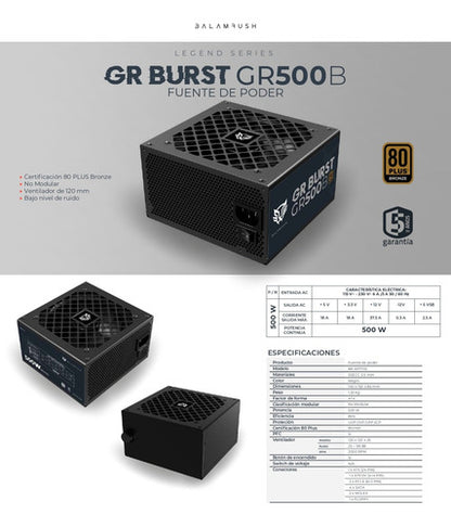 Fuente De Poder Balam Rush Gr Gr500b 80 Plus Bronze 500w